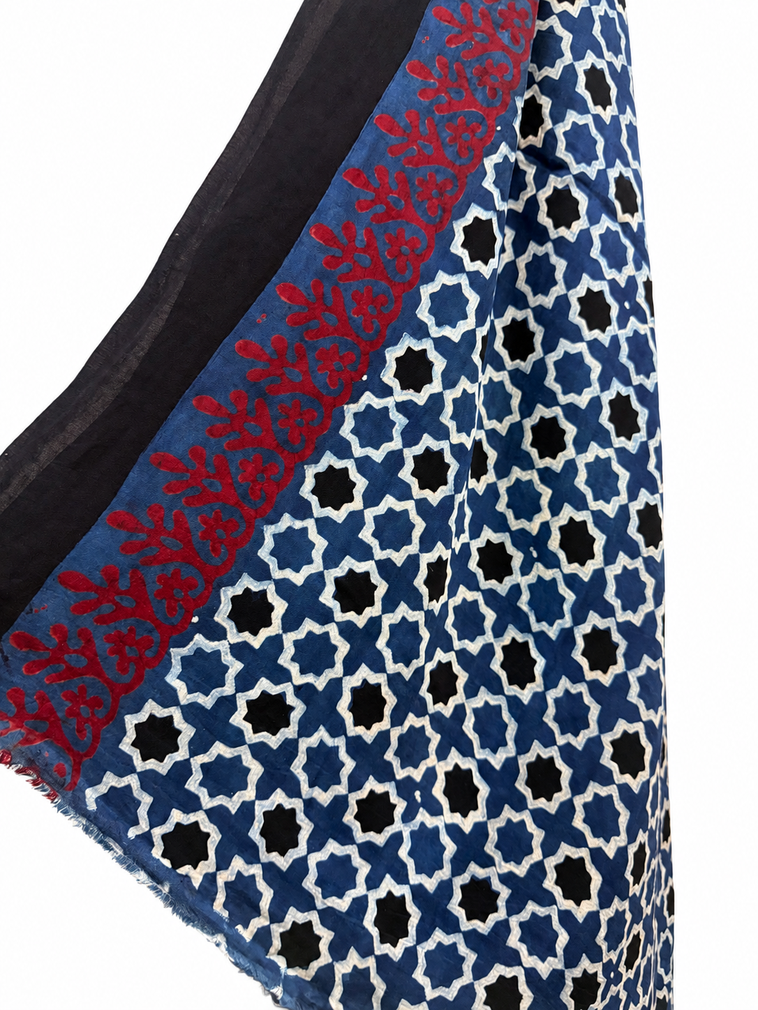 INDIGO DABU BLOCK PRINTED MODAL SILK