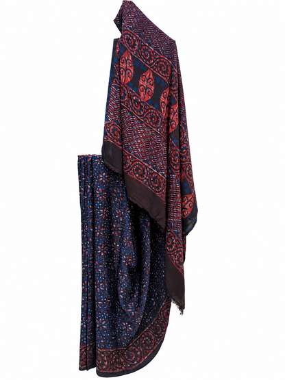 INDIGO & MADDER DYED DABU PRINTED MODAL SILK