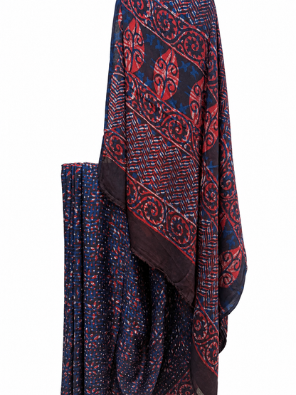 INDIGO & MADDER DYED DABU PRINTED MODAL SILK
