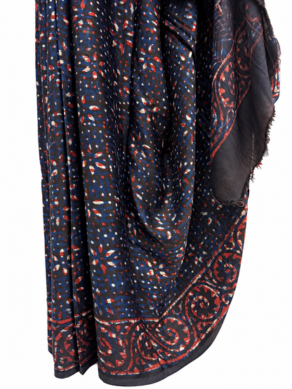 INDIGO & MADDER DYED DABU PRINTED MODAL SILK