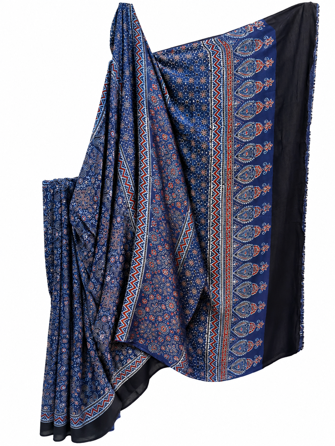 INDIGO DABU BLOCK PRINTING MODAL SILK
