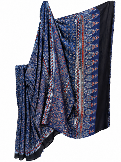 INDIGO DABU BLOCK PRINTING MODAL SILK