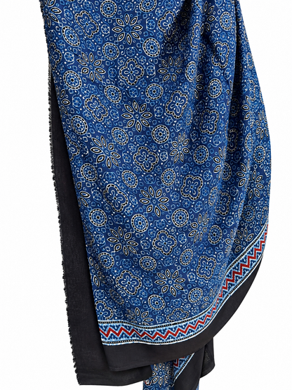 INDIGO DABU BLOCK PRINTING MODAL SILK
