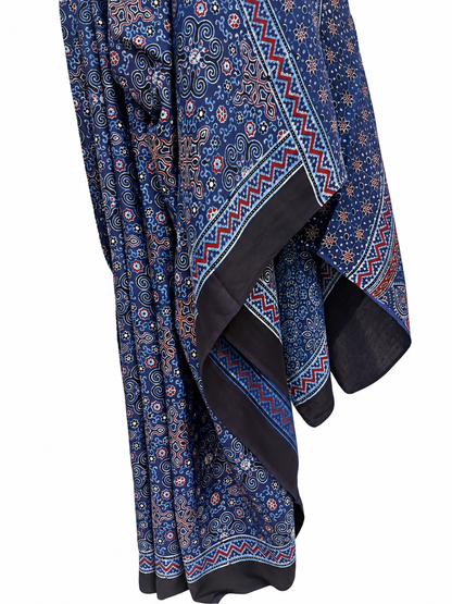INDIGO DABU BLOCK PRINTING MODAL SILK