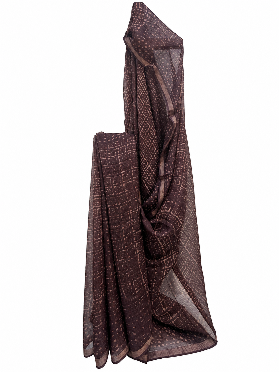 COFFEE BROWN KOTA SILK DABU BLOCK PRINT